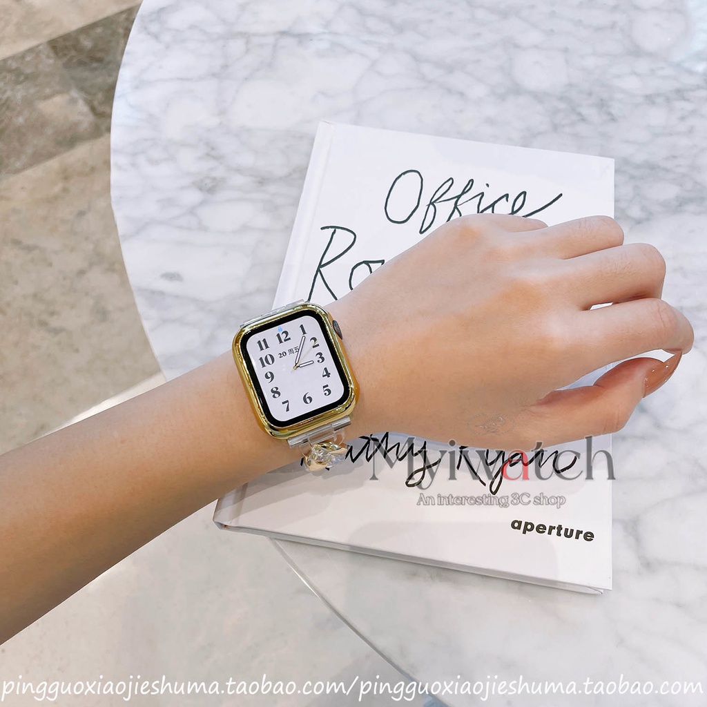 Dây đeo đồng hồ bằng nhựa trong suốt thích hợp cho Apple iwatch 7 6 SE 5 4 3 2 1 42mm 44mm 40mm 38mm 41mm 45mm