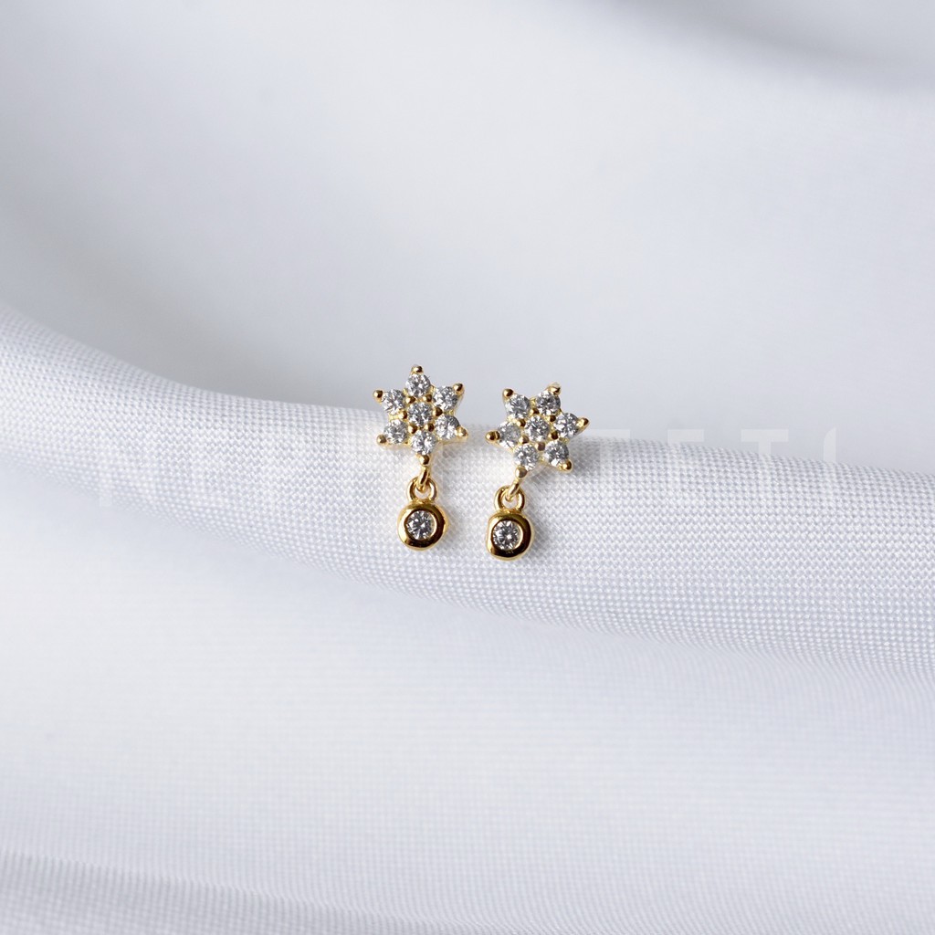 Khuyên tai bạc 925 mini - Hoa charm đá  - Nepherteti
