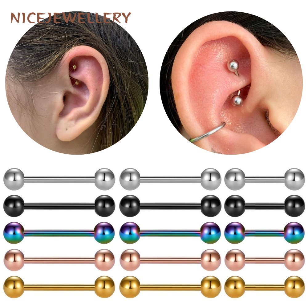 Khuyên Xỏ Hai Đầu Bằng Thép Titan Chống Dị Ứng Kiểu Dáng Đơn Giản