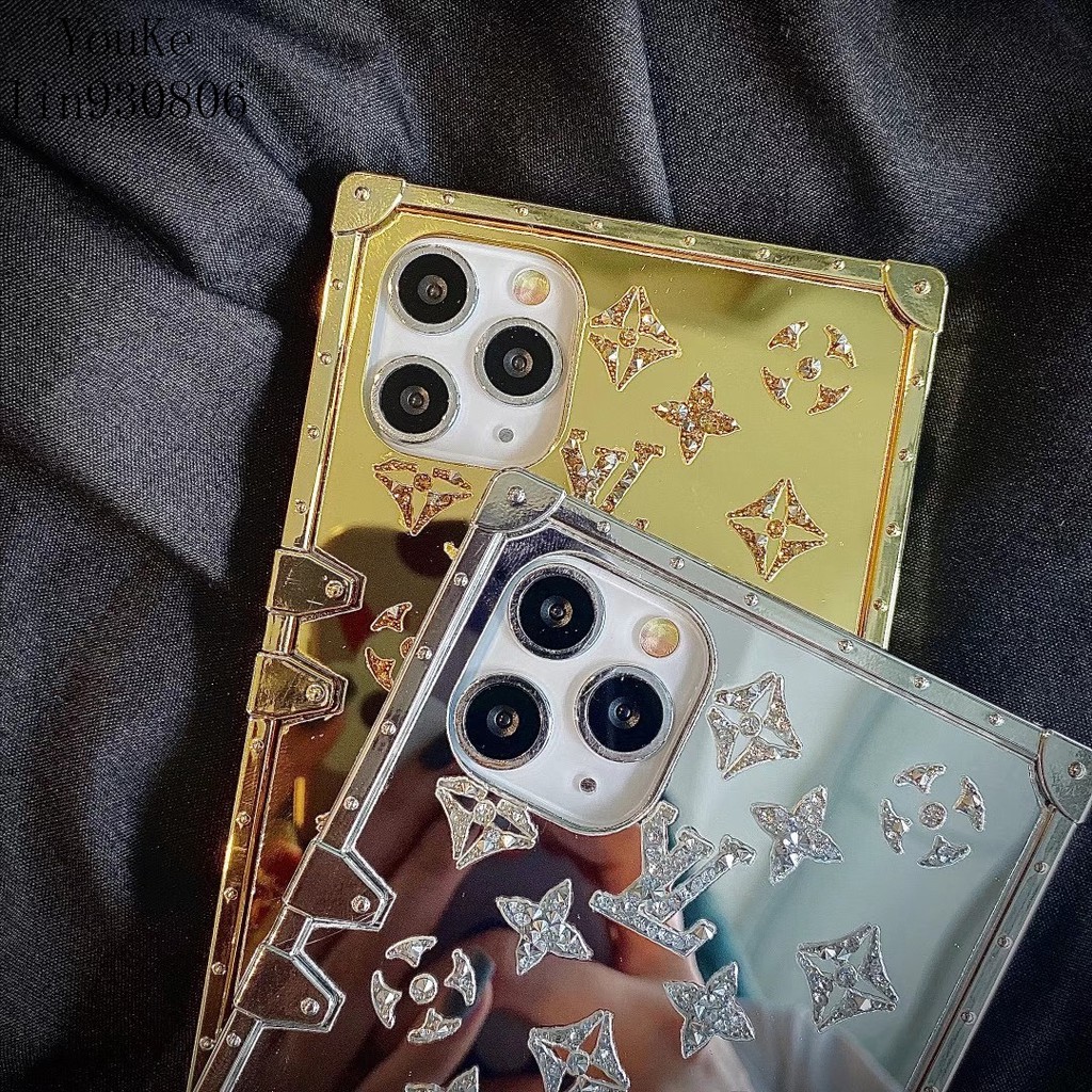 Ốp Điện Thoại Hình Vuông Họa Tiết Lv Gắn Gương Phối Vân Kim Cương Cho Iphone 12mini Xr Se2 11 12pro Max | BigBuy360 - bigbuy360.vn