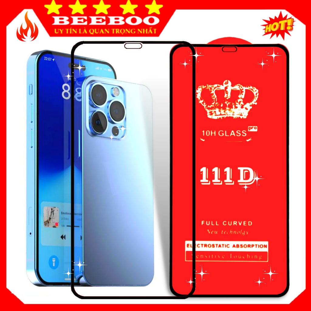 Kính cường lực iphone 11 pro max xs max 7 plus 8 plus x xr 12 pro max 13 pro max 14 pro max 6 6s - Full màn hình 111D