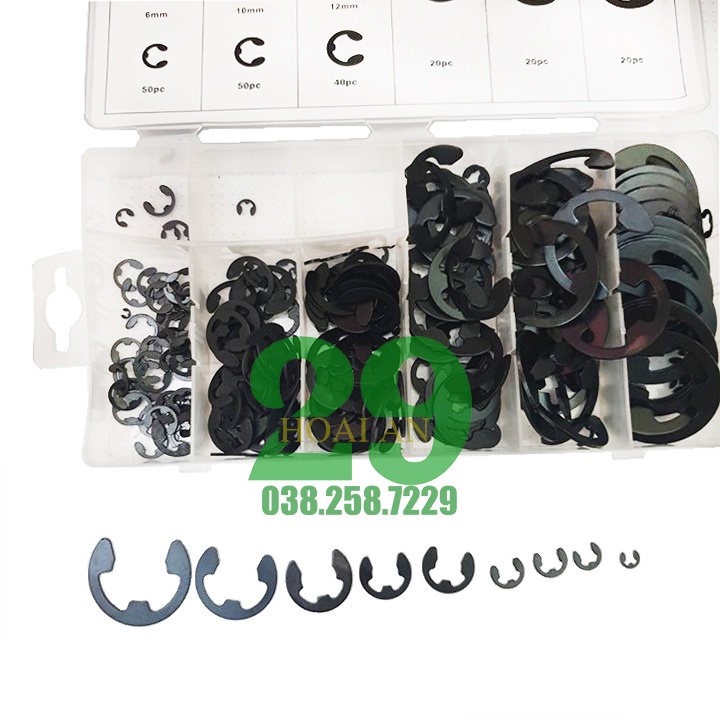 Hộp Vòng Phanh Phe Chân Trục Chữ E - CLIP 300PC Tặng găng tay bảo hộ