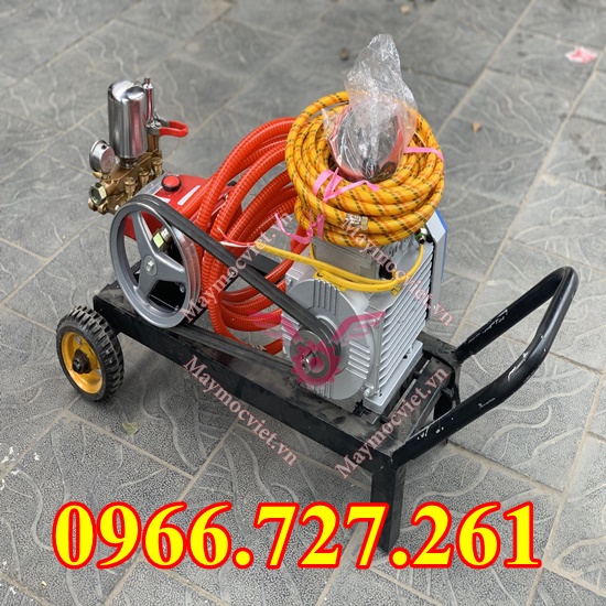 Máy rửa xe dây đai đầu xịt 2Hp motor 2,2kw tua nhanh tặng dây phun 20m, béc phun bằng đồng