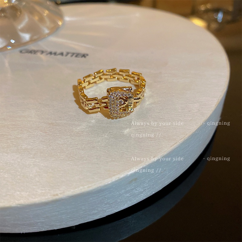 DREJEW Nhẫn kiểu rắn mạ vàng đính đá zircon thời trang chất lượng cao