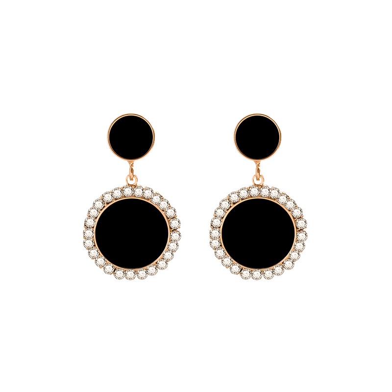 Khuyên Tai Kim Loại Đính Hạt Ngọc Trai Đen Phong Cách Hàn Quốc