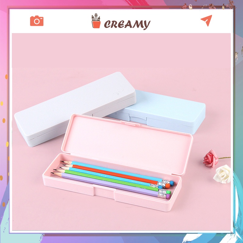 Hộp đựng bút một ngăn phong cách Hàn Quốc Hộp bút đa năng Màu Pastel CREAMY