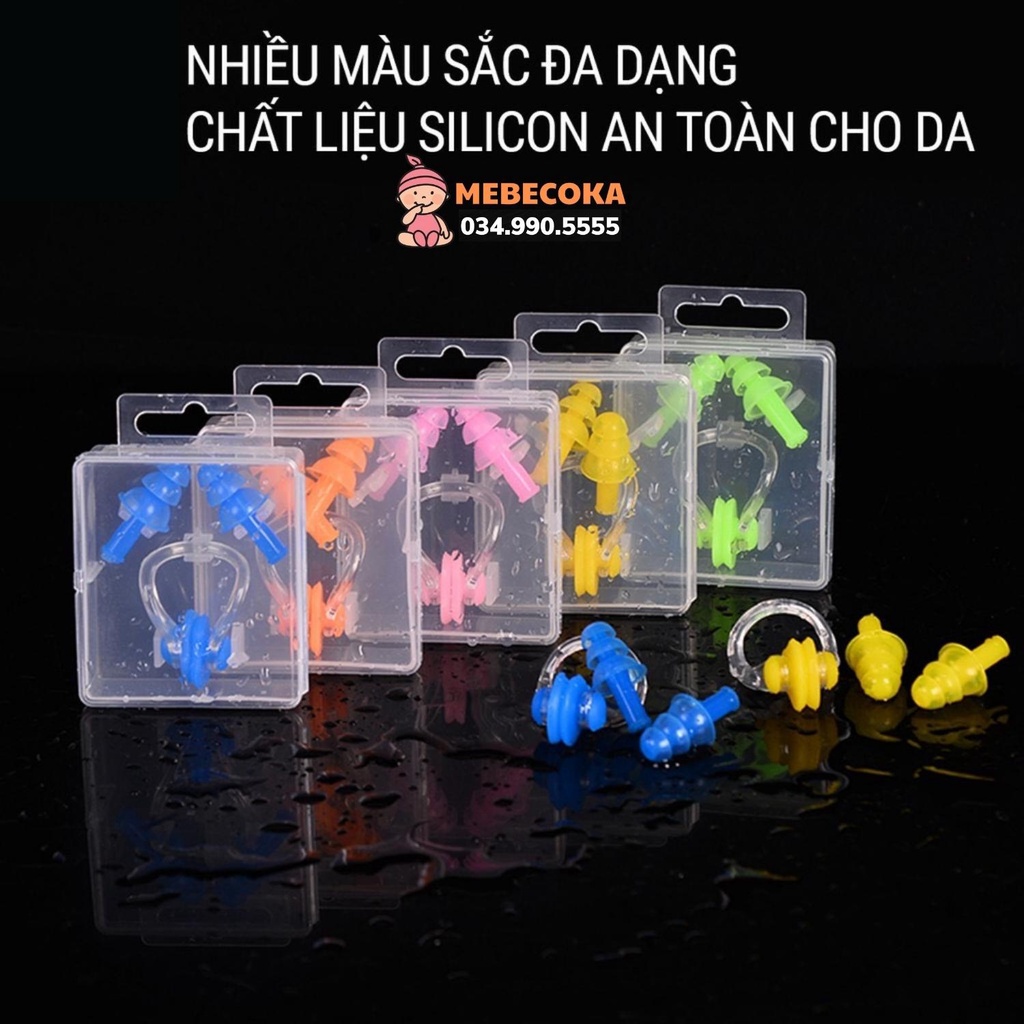 Bịt tai kẹp mũi ngăn nước khi bơi lội, sử dụng cùng kính bơi mũ bơi nón bơi