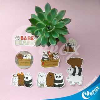 [HÀNG MỚI] Sticker 3 con gấu We Bare Bear - Bộ gồm 14 tờ