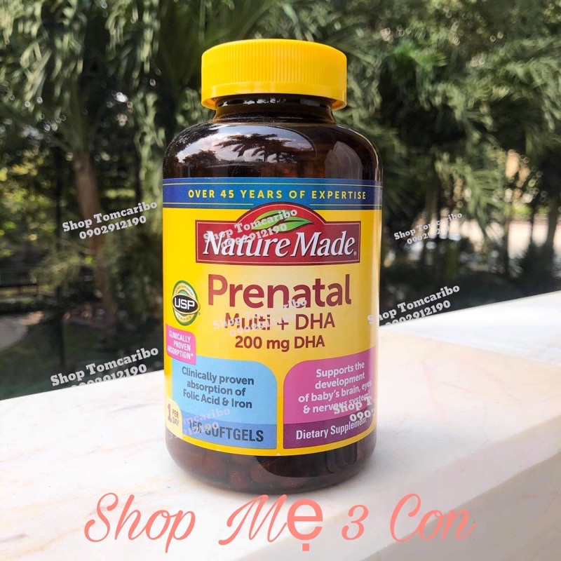 Bầu Mỹ Prenatal Multi + DHA Nature Made hộp 150 viên