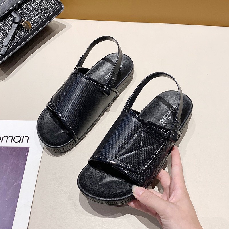 Sandal nữ cao su bản to đi được 2 kiểu