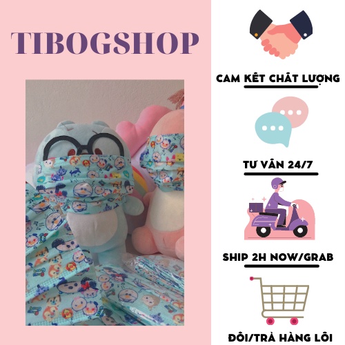 [FREESHIP] Khẩu trang Garcotex Disney Xanh họa tiết xinh 4 lớp cao cấp,in hình rõ nét❤️