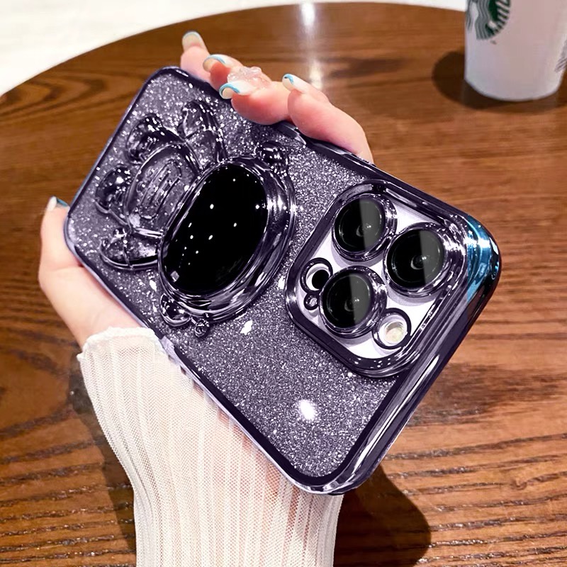 Ốp Điện Thoại iPhone 14 13 12 Pro max case ốp lưng điện thoại i phone 14 promax Mềm Chống Sốc Có Giá Đỡ Bảo Vệ camera Màu Tím Sáng Tạo Cho ip 14 12 13 11 pro max