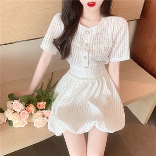 SET ĐẦM VÁY PHỒNG THUN COTTON GÂN
