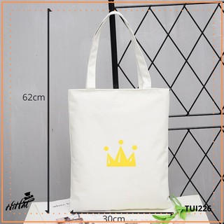 Túi vải canvas hình vương miệng đơn giản, thanh lịch, có khoá kéo