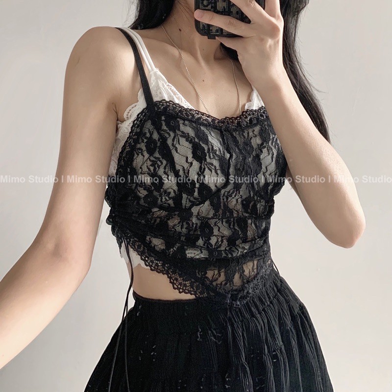 Áo ren dây rút -bra hoa