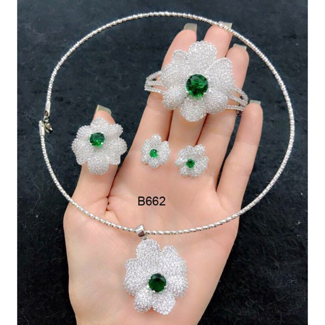 Bộ trang sức xi bạch kim cao cấp B662