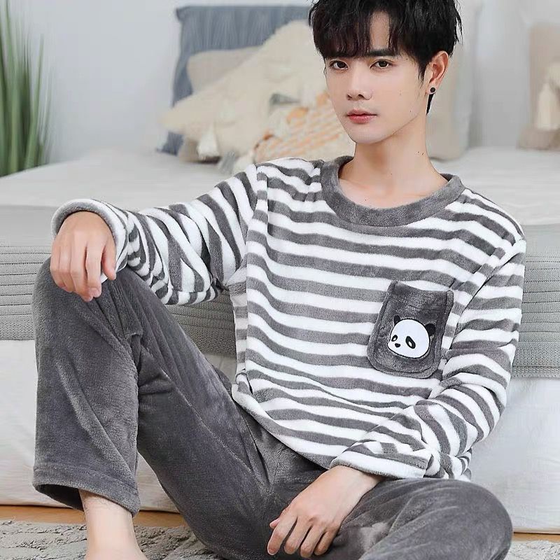 Bộ đồ ngủ dáng rộng chất nỉ dày dặn thời trang thu đông cho nam
