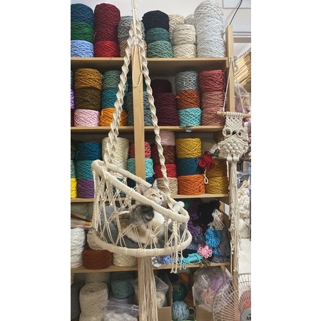 võng mèo, xích đu mèo chụp ảnh macrame handmade (tặng kèm đệm lót)