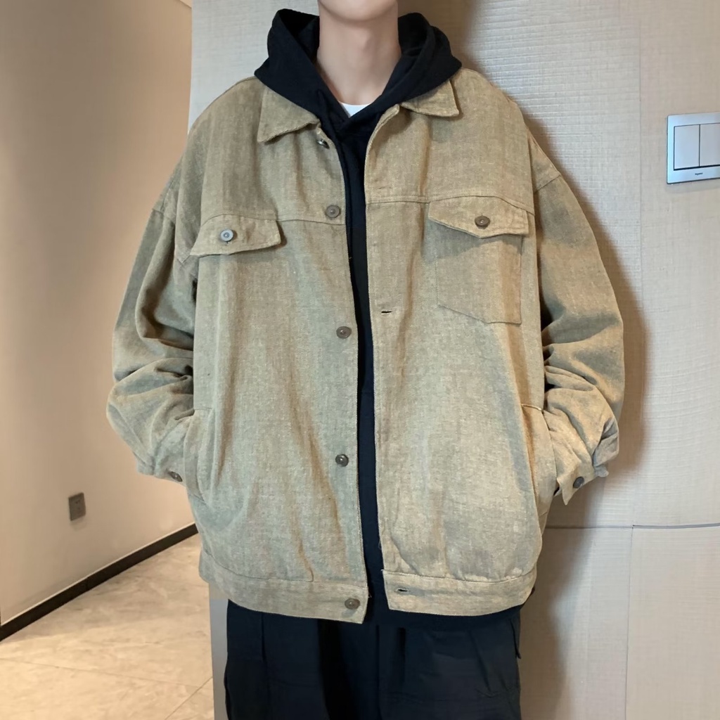 Áo khoác tay dài phong cách harajuku nhật bản mới cho nam top áo khoác jacket nam  from rộng simple áo khoác bóng chày nam fashion áo khoác bomber nỉ nam