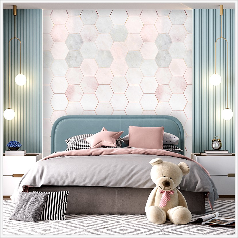 Decal Dán Tường Vân Tổ Ong (V7) Decal Dán Tường Chống Bám Bẩn Dán Phòng Ngủ Phòng Khách