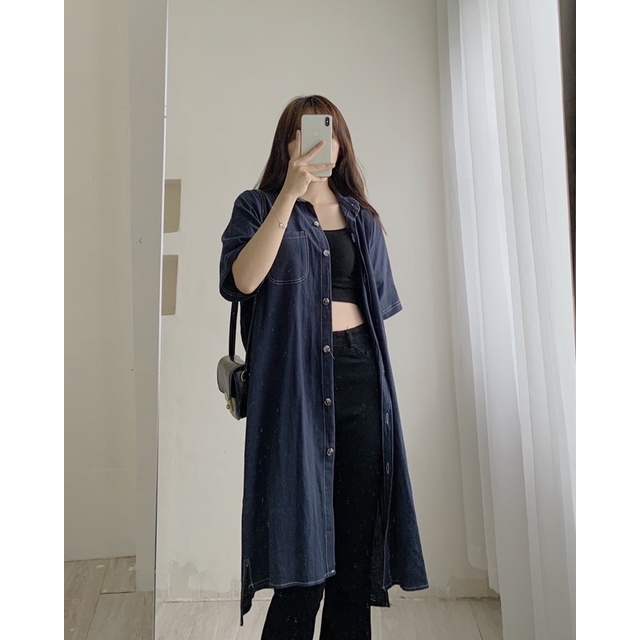 Đầm sơ mi chỉ nổi 532