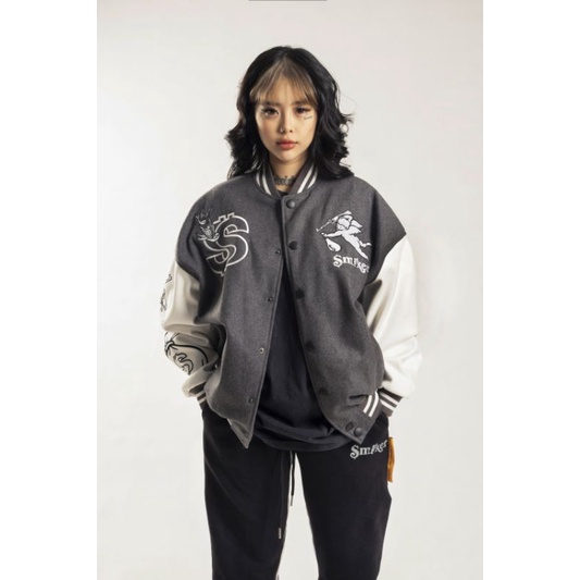 Áo khoác Varsity Angel  CHẤT LIỆU DẠ THÂN MIX TAY NỈ PHONG CÁCH UNISEX