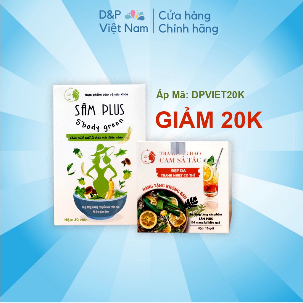 Kẹo Sâm Plus S'Body Green -Giảm Cân + tặng kèm trà hồng đào