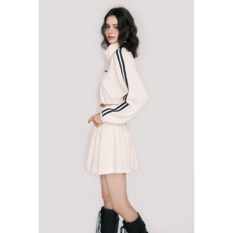 Luluswings Áo Thể Thao Tennis Tay Dài Dáng Rộng Ngắn Phong Cách Retro Mỹ