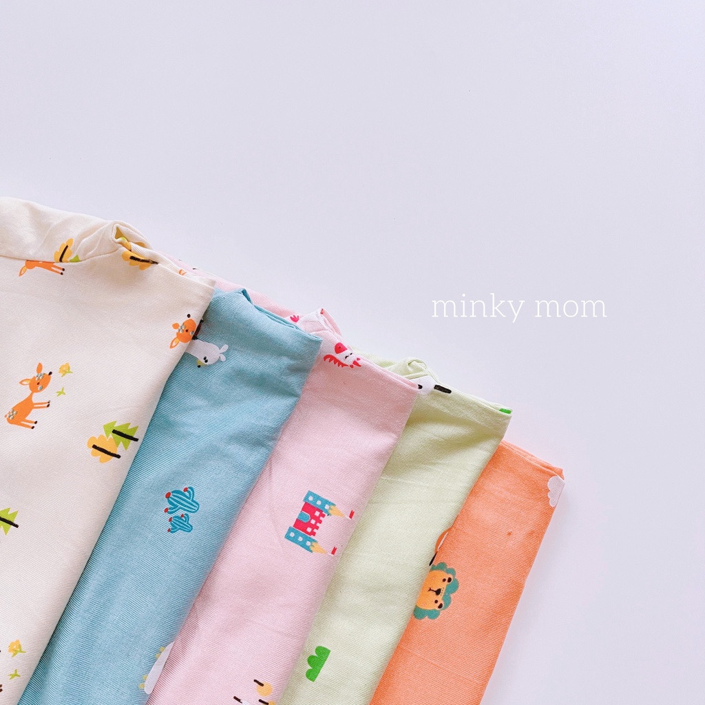 (8-30kg)Bộ dài thun lạnh Minky mom pastel phối họa tiết siêu cute(ảnh thật)