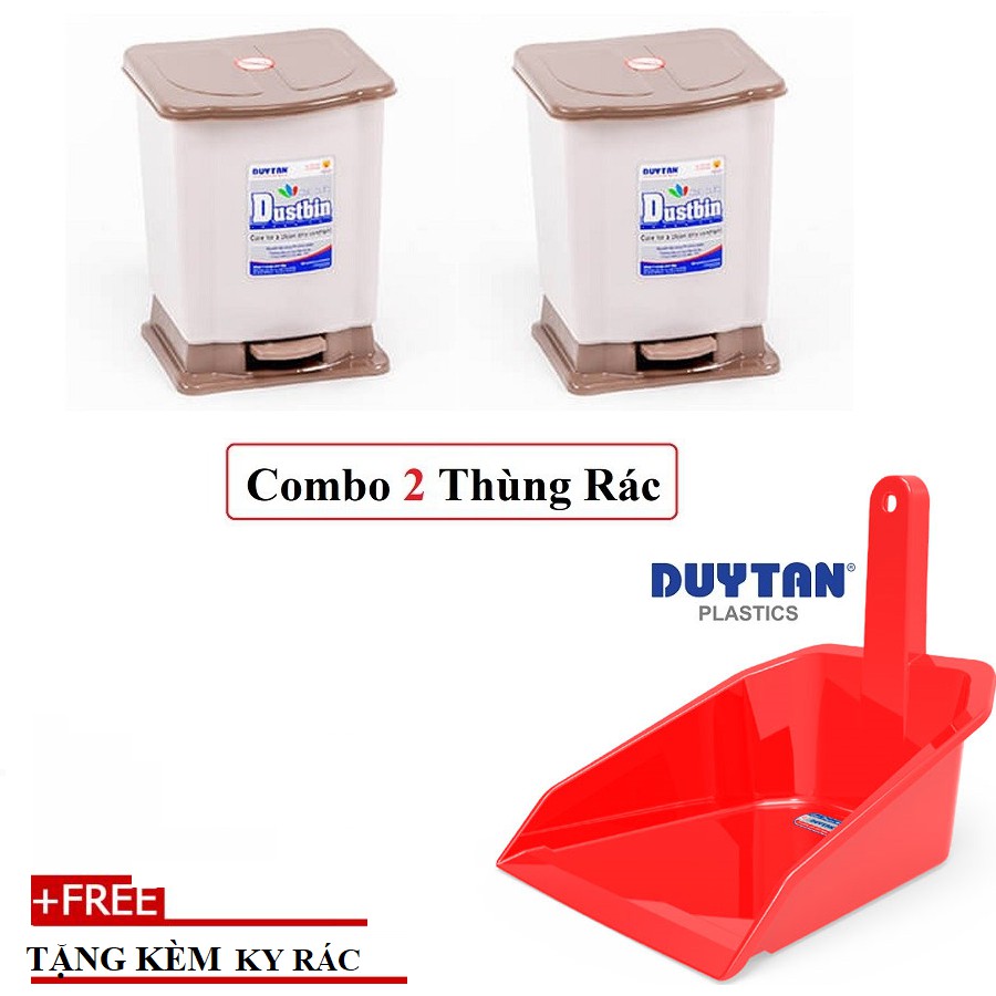 Combo 2 Thùng Rác đạp nhí Duy Tân (17 x 17 x 21 cm) No.766- tặng kèm 1 ky rác