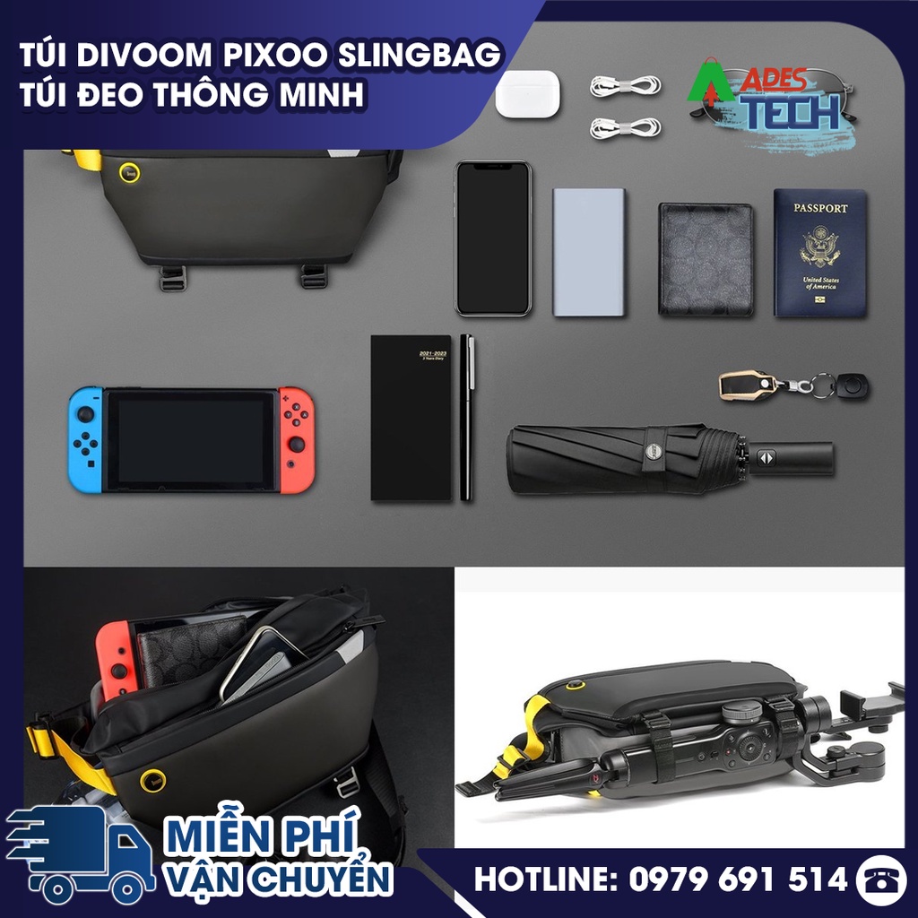 Túi Đeo Chéo Divoom Pixoo Slingbag | Túi Đeo Hông Thông Minh Hiển Thị Màn Hình LED | Bảo Hành Chính Hãng 12 Tháng