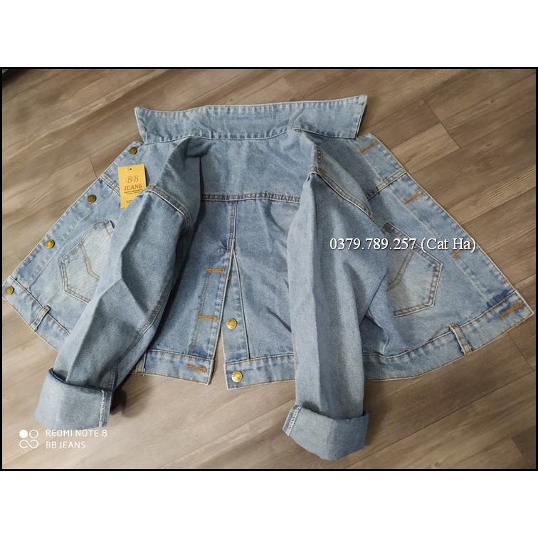 Aó khoác jean nữ xám xanh form dưới 58Kg basic trơn BB17