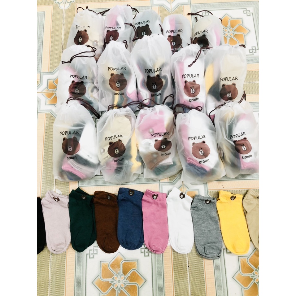 Combo 4 đôi tất cổ ngắn họa tiết gấu siêu cute.( Ảnh thật)