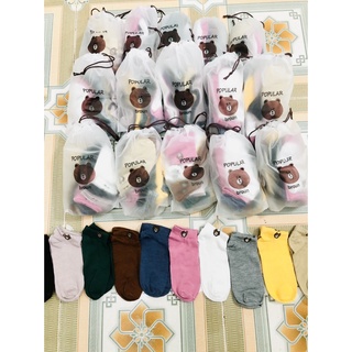 Combo 4 đôi tất cổ ngắn họa tiết gấu siêu cute.