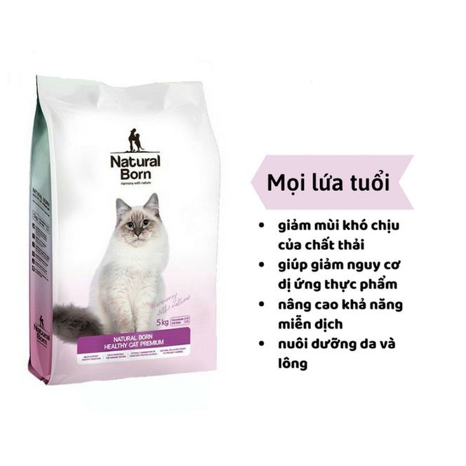 Hạt Thức Ăn Cho Mèo Natural Born Bao Hãng 5kg Thay Thế Catsrang Độ Ngon Tương Đương, Mượt Lông - Bobo Pet Shop Hà Nội