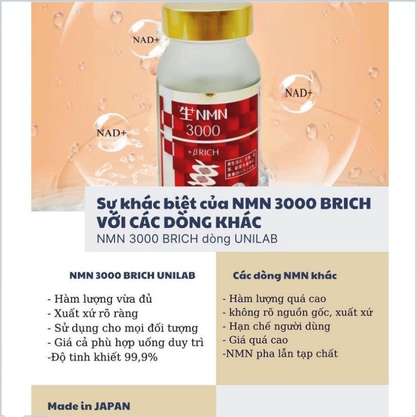 Viên Uống Trẻ Hóa NMN 3000 BRich Viên Uống Bổ Sung Collagen Chống Lão Hóa Nhật Bản Lọ 60 Viên