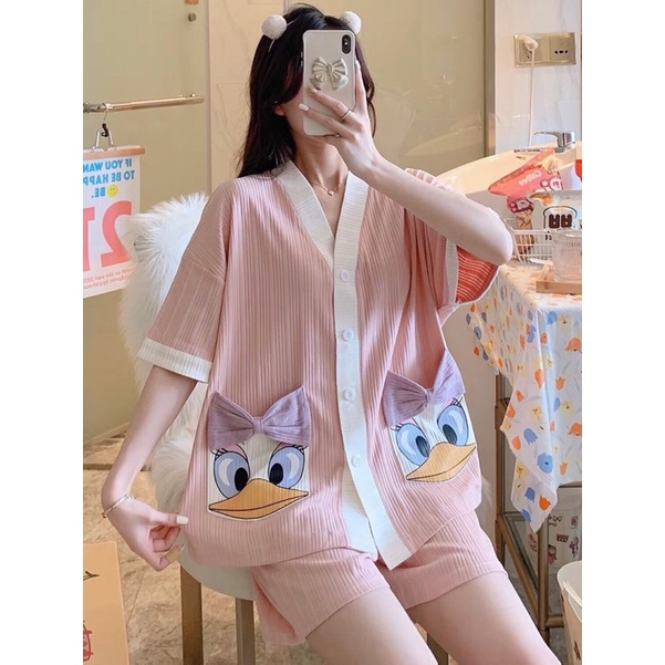 Bộ Ngủ Pyjama Cotton Kiểu Cổ Yukata Korea Style Mùa Hè JUNIDO