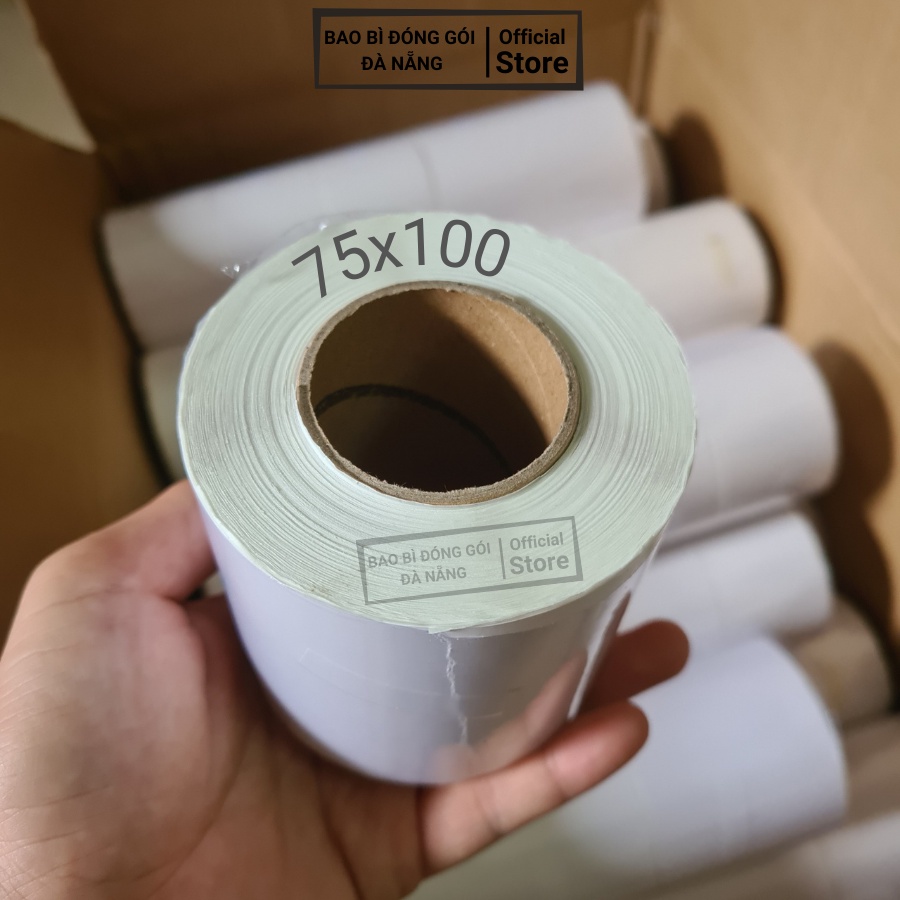 Giấy in đơn A7 75x100, in vận đơn, tem nhiệt cuộn 300 tờ có sẵn lớp dán tiện lợi, giấy dày, mực sắc nét