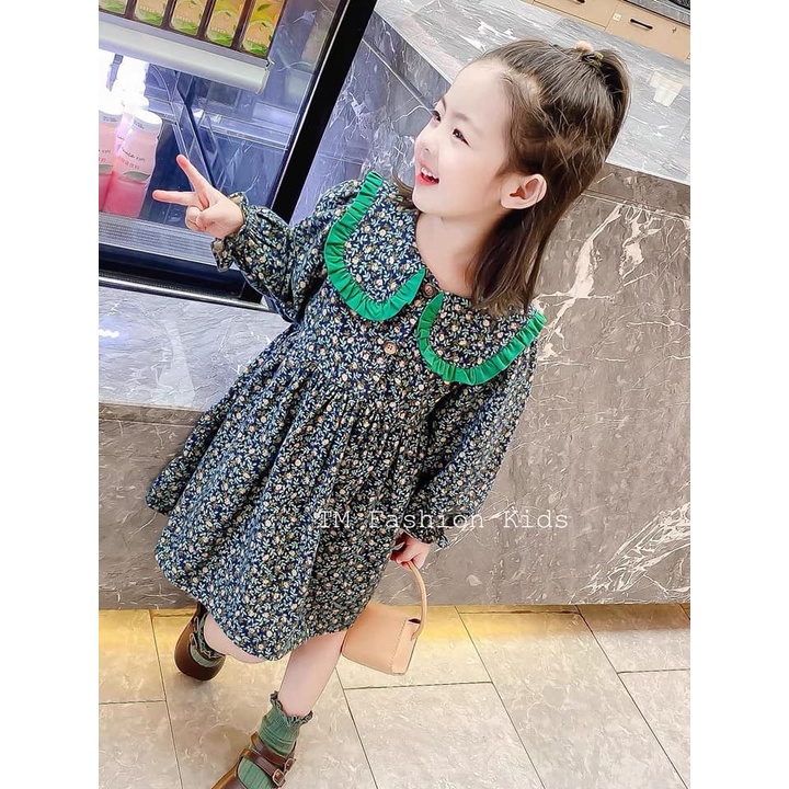 Váy hoa nhí cổ thủy thủ cho bé