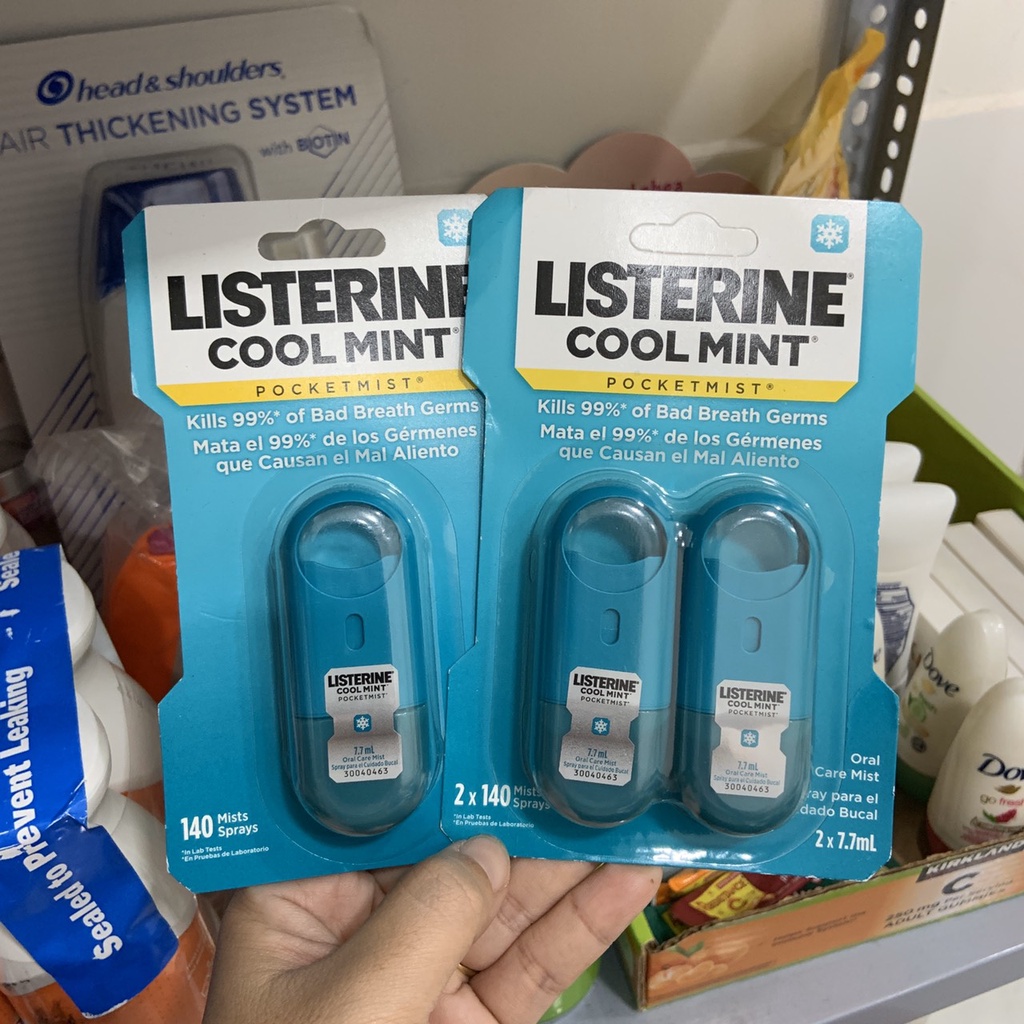 Xịt thơm miệng Listerine Cool Mint Pocketmist diệt vi khuẩn gây hôi miệng đến 99.9% - EDS Hàng Mỹ
