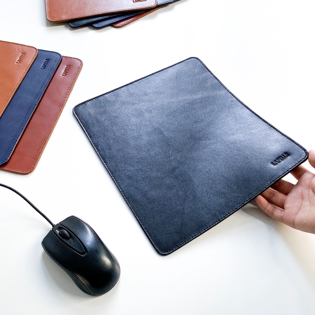 Bàn di chuột, miếng lót chuột bằng da bò thật kích thước 21.5 x 25 cm - Mouse Pads Leather LAPELLE