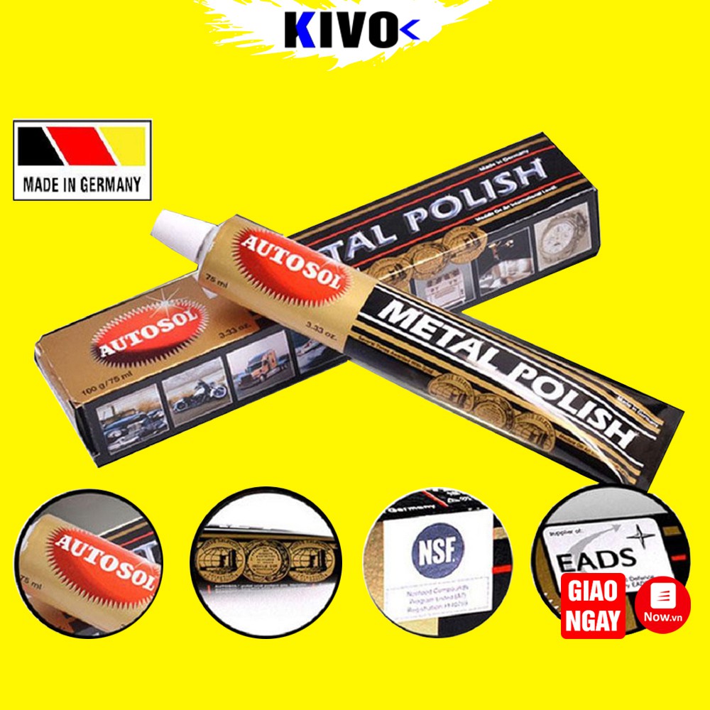 [GERMANY] Dầu Đánh Bóng Kim Loại Autosol Metal Polish ĐỨC 75ml - Kem Đánh Bóng Kim Loại Lư Đồng, Inox...- Kivo