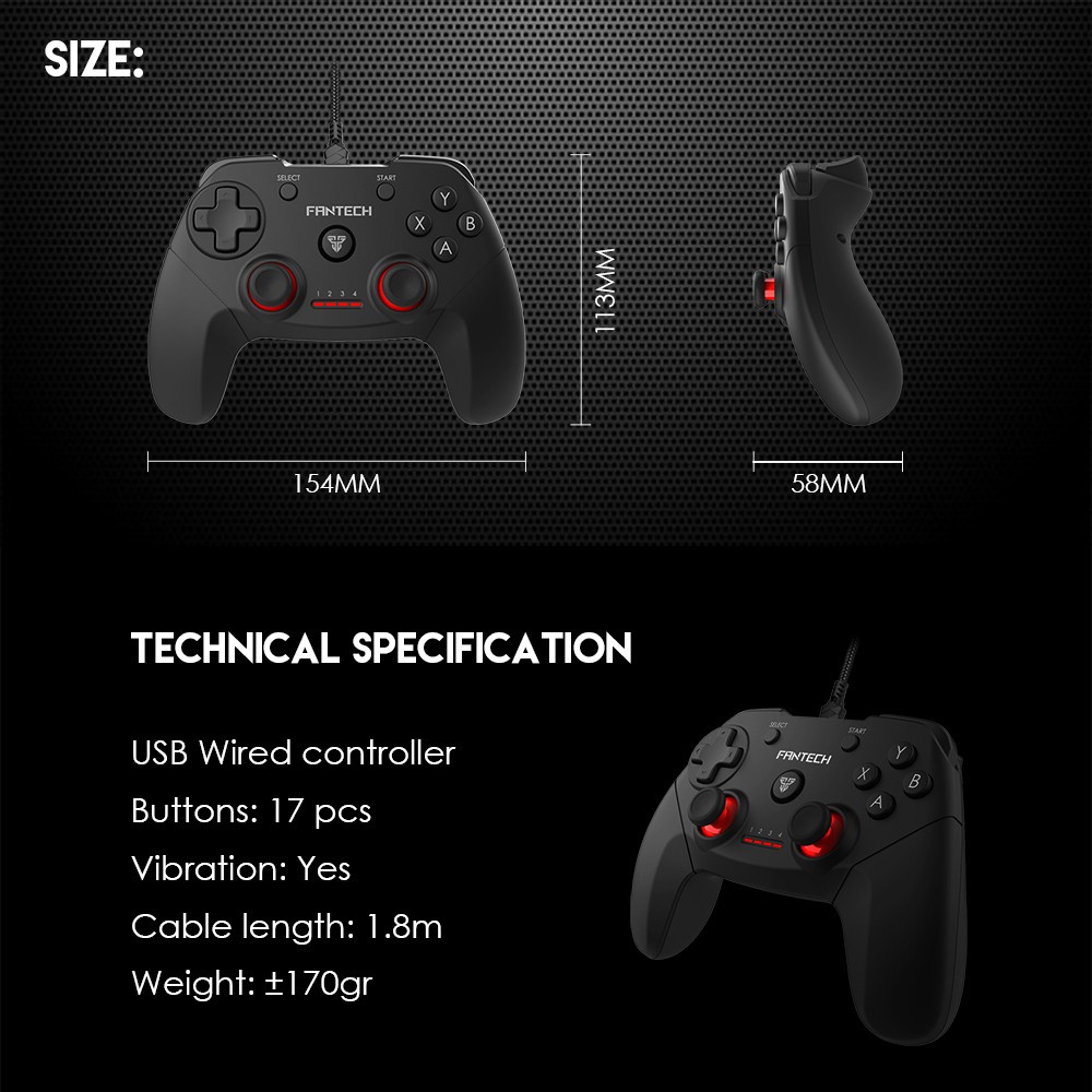 Tay Cầm Chơi Game FANTECH GP12 REVOLVER Dùng Được Cho PC, Console, Smart TV... 4 Chế Độ -  Hàng Phân Phối Chính Hãng