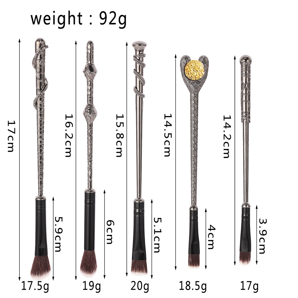 Set 5 cọ trang điểm thiết kế phong cách Harry Potter độc đáo