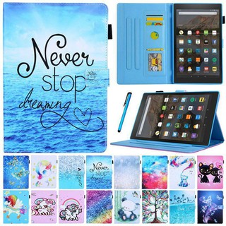 For 8" All-New Kindle Fire HD 8/HD 8 Plus 10th Gen 2020 Pattern Leather Magnetic Wallet Smart Case Cover