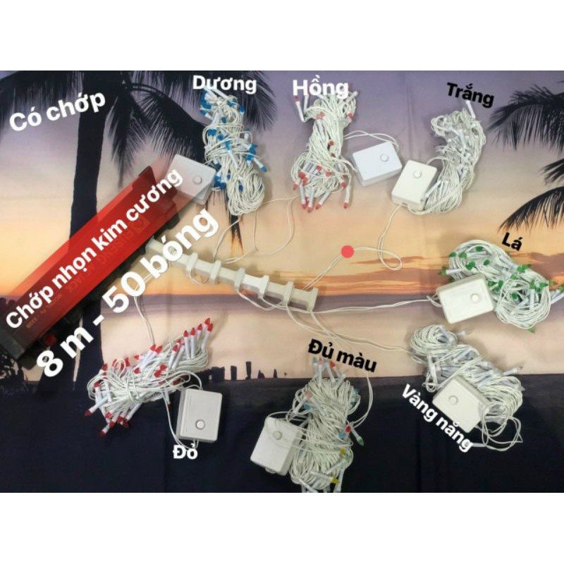 Dây đèn chớp trang trí noenl kim cương 8m đủ