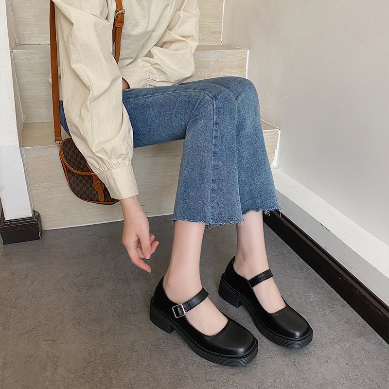 Giày da công chúa thời trang xuân thu phong cách Retro cho nữ 2021
