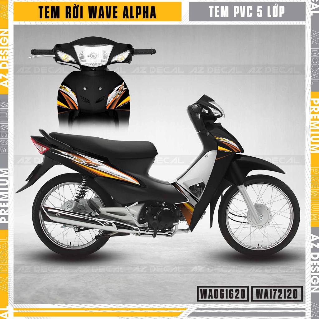Tem Rời Dán Xe Wave A 100 110 Mẫu Chữ S100 | WA20 | Decal Chế Xe Máy Wave Alpha Độc Đáo, Bền Màu