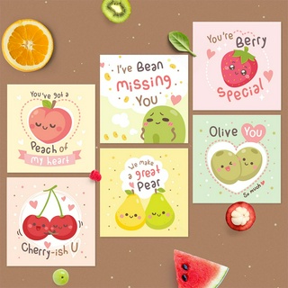 Thiệp tình yêu, valentine, tỏ tình cặp đôi SDstationery Fruity 12x12 minh họa trái cây dễ thương cute tiếng Anh vui nhộn