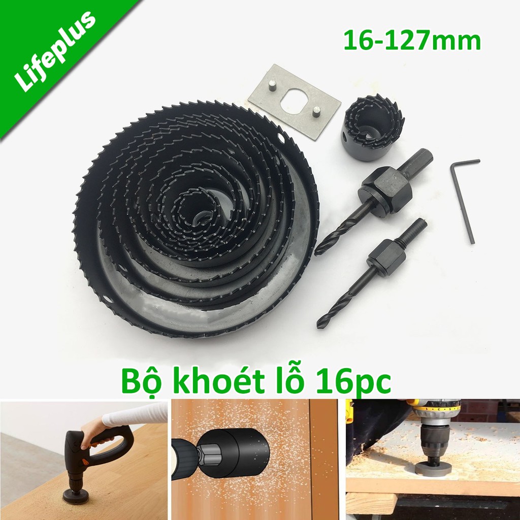 Bộ khoét lỗ gỗ và thạch cao 16 chi tiết M42 (Ø19mm - Ø127mm)